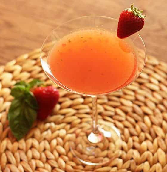 Strawberry Basil Pepper Martini