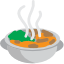 An emoji of a gray bowl of steaming soup.