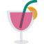 An emoji of a pink cocktail with a slice of lemon and a green straw.