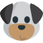 An emoji of a dog\'s gray face with dark gray ears and a brown snout.