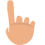 An emoji of a white hand with the index finger pointing up.
