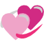 An emoji of two heart shapes.  A dark pink and light pink heart.
