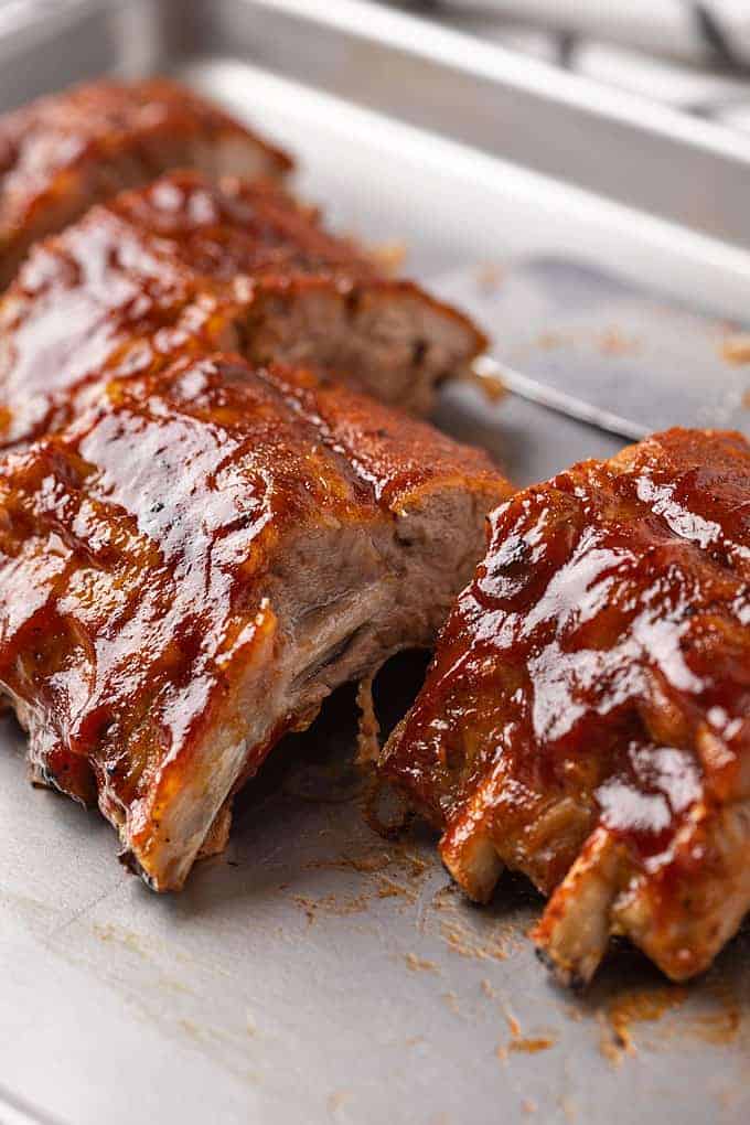 How many pounds is a rack of baby back ribs Baked Barbecue Pork Ribs The Blond Cook