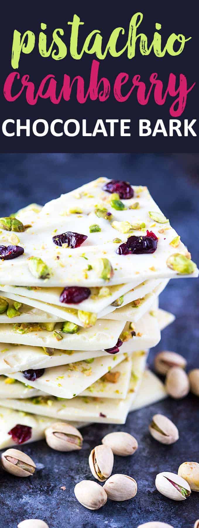 White chocolate bark with pistachios and dried cranberries - An easy and delicious 3-ingredient snack or dessert!