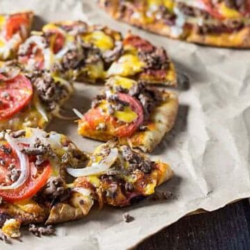 Naan Cheeseburger Pizza - A quick and easy pizza that has all the flavors of a hearty cheeseburger!