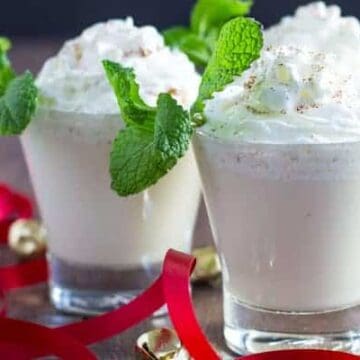 Vanilla Mint Nog Cocktail - Vanilla Nog, rum and peppermint schnapps make the ultimate creamy holiday cocktail!