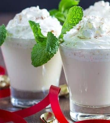 Vanilla Mint Nog Cocktail - Vanilla Nog, rum and peppermint schnapps make the ultimate creamy holiday cocktail!