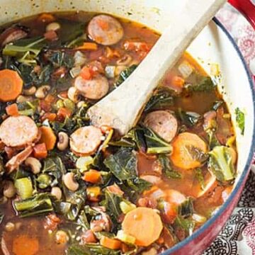 Black-Eyed Pea Soup with Collard Greens and Sausage -- an easy one pot meal for New Year's Day!