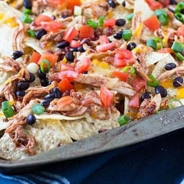 Barbecue Chicken Nachos -- Comes together in minutes using a pre-made rotisserie chicken!