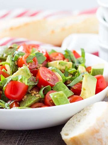 Tomato, Avocado and Basil Salad with a homemade balsamic vinaigrette | theblondcook.com