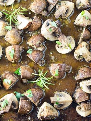 Roasted Rosemary Garlic Mushrooms - So savory and flavorful and comes together in 30 minutes total!