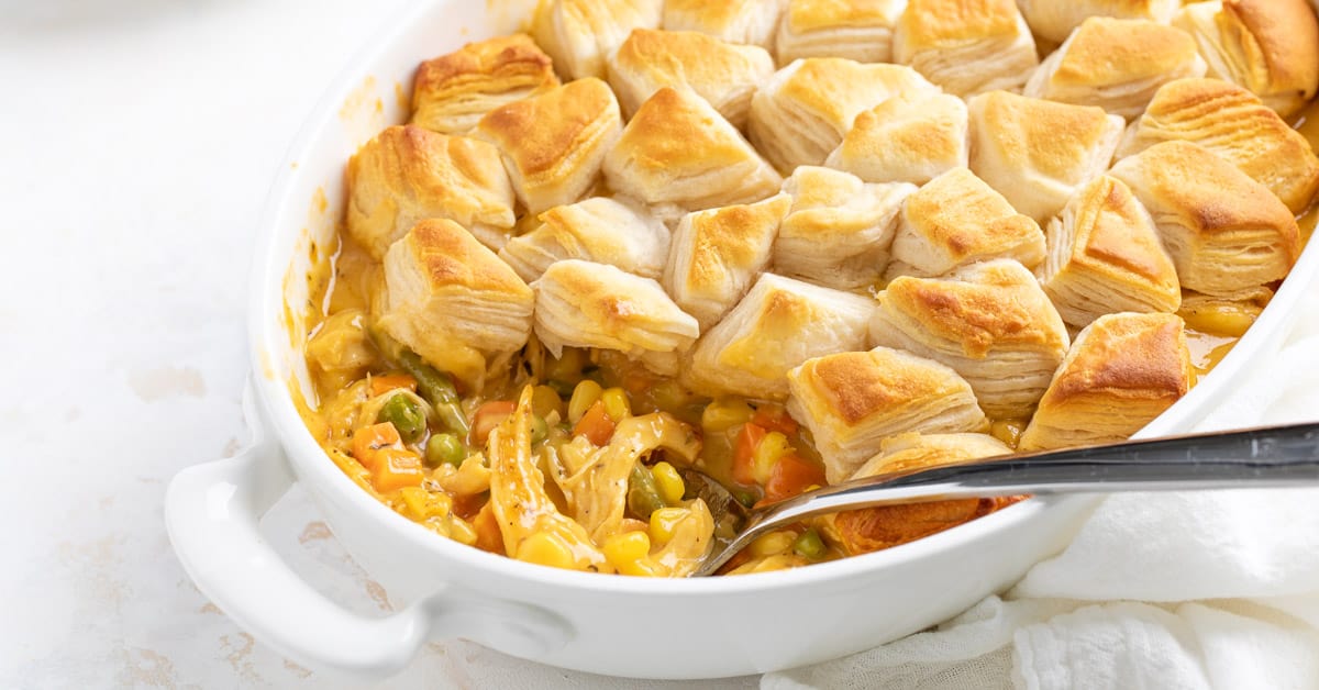 Cheesy Chicken Pot Pie (with Biscuits) | The Blond Cook